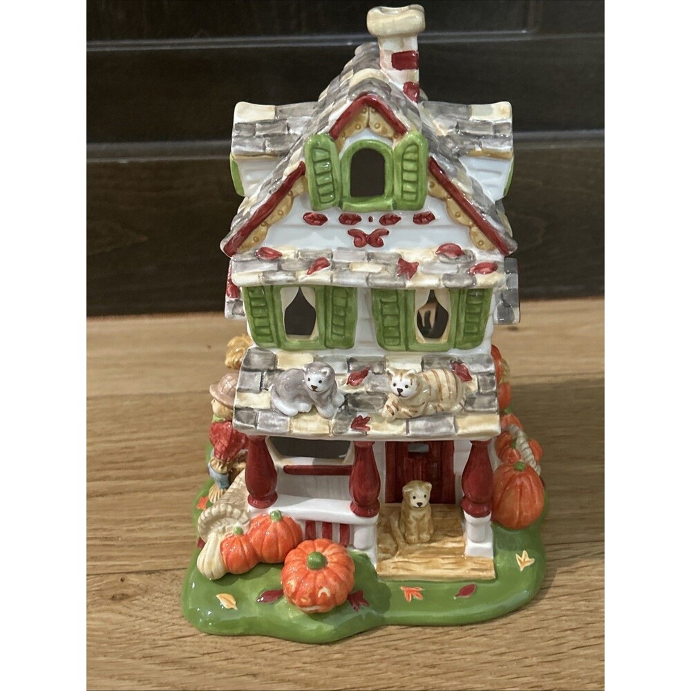 Avon Autumn's Glow Tealight House By Luminous Treasures Fall/Halloween 2002 Vtg